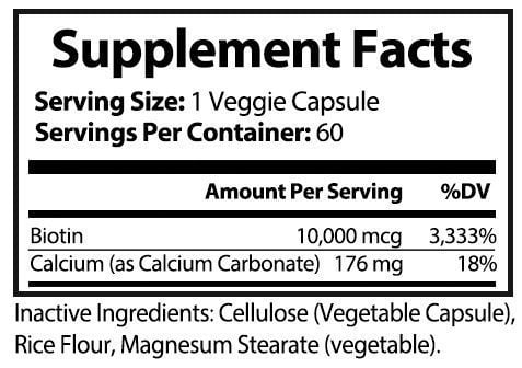 private label biotin vitamin supplement nutrition panel