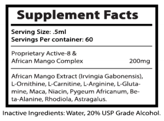 private label diet drops nutrition panel