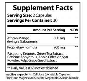 private label african mango ultra nutrition panel