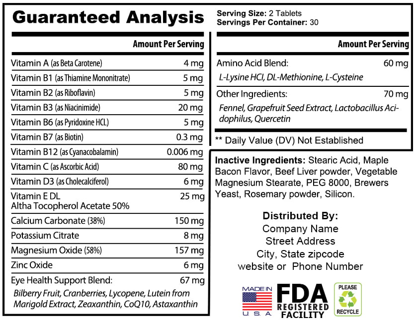 private label pet eye health pet supplement