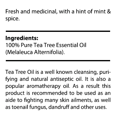 private label tea tree oil nutrition panel