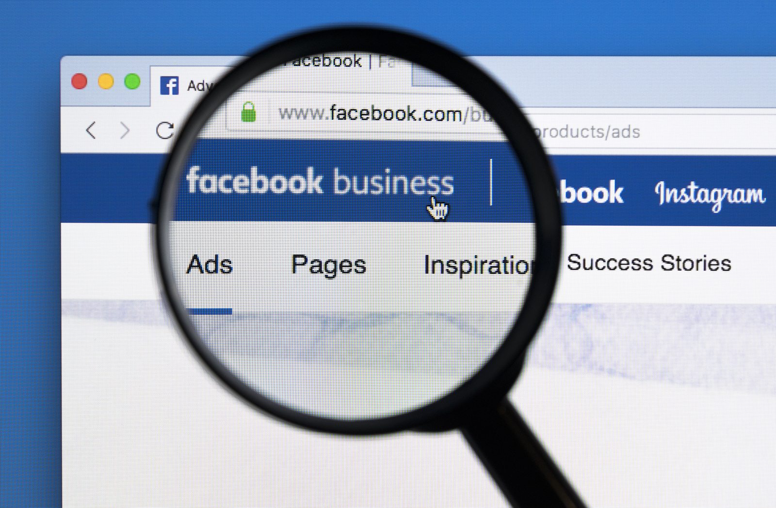 facebook business page magnifying glass