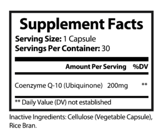 private label CoQ10 nutrition panel