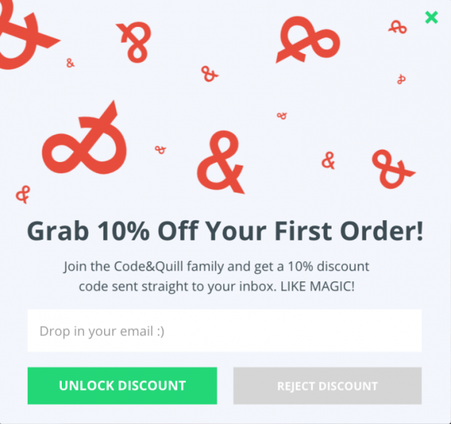 discounts and free shipping lead magnet example