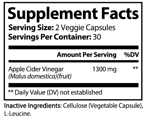 private label apple cider vinegar nutrition panel