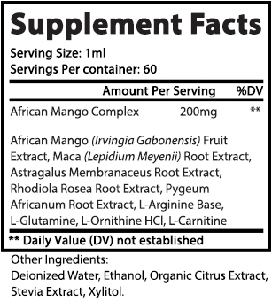 private label african mango drops supplement facts