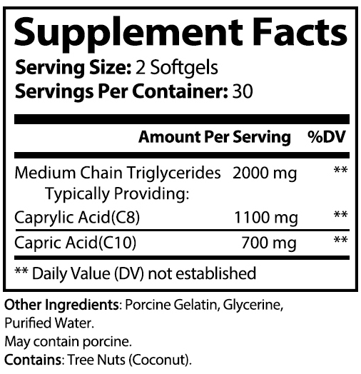private label MCT oil vitamin supplement facts panel